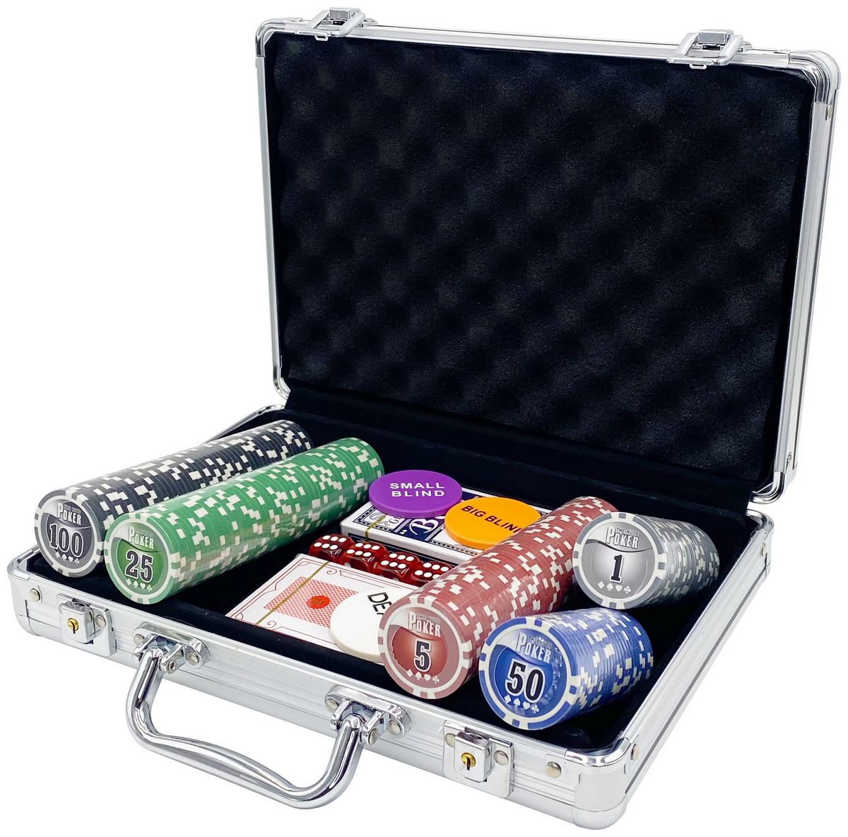 Покерный набор NUTS, 200 фишек 11.5 г с номиналом в чемодане, сукно
