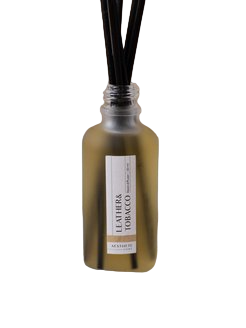 

Аромадиффузор с палочками с ароматом Кожа и Табак Leather & Tobacco 50 мл., Диффузор 50мл прозрачный
