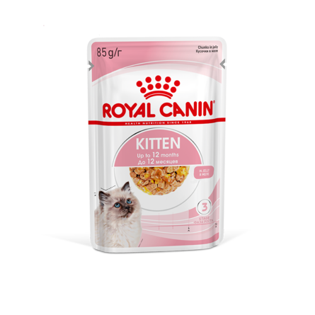 фото Влажный корм для котят до 1 года royal canin kitten кусочки в желе 85 г