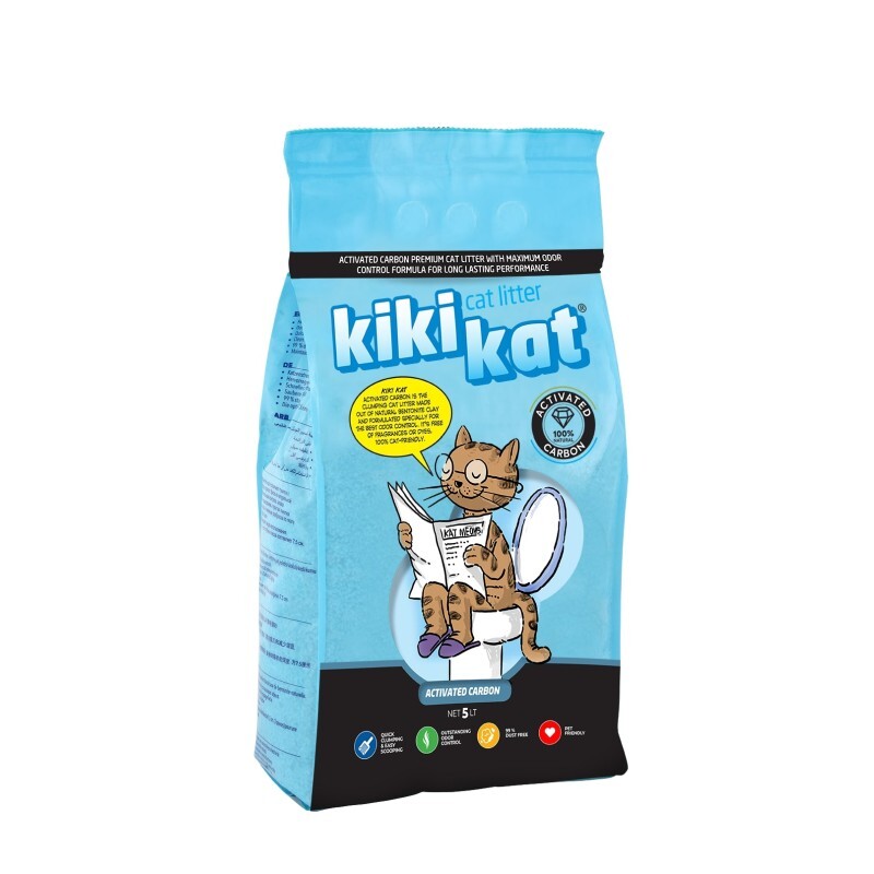 Наполнитель для туалета кошек KikiKat Активированный уголь комкующийся бентонитовый 5 л