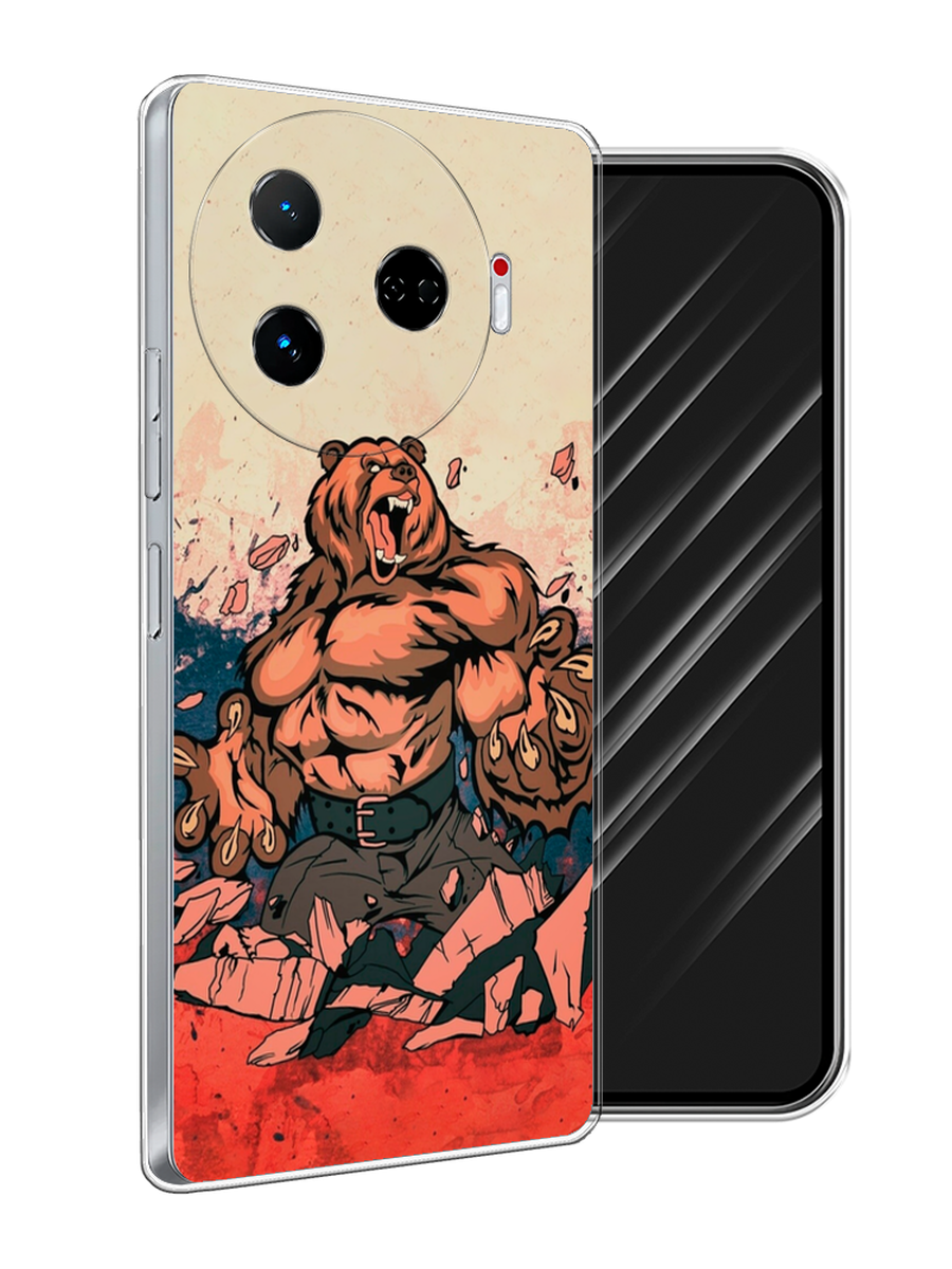 

Чехол Awog на Tecno Camon 30 Pro 5G "Медведь с флагом РФ", Коричневый;синий;красный, 305150-1