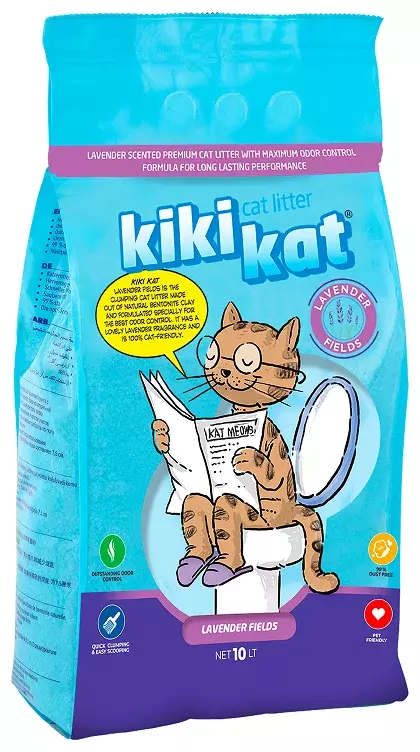 Наполнитель для туалета кошек KikiKat Лавандовые поля комкующийся бентонитовый 10 л