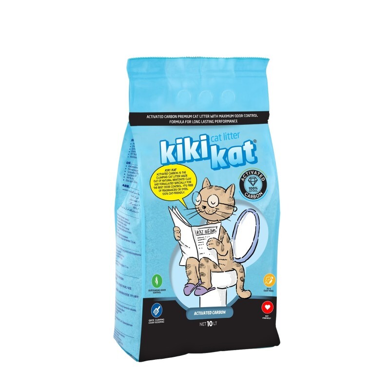 фото Наполнитель для туалета кошек kikikat активированный уголь комкующийся 10 л