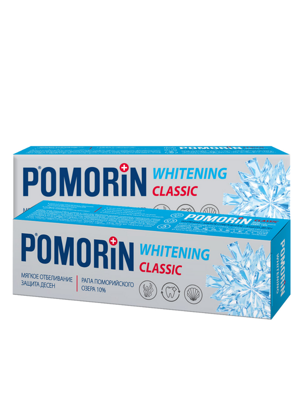Зубная паста POMORiN Сlassic Whitening мягкое отбеливание защита десен 100мл Х 2шт.