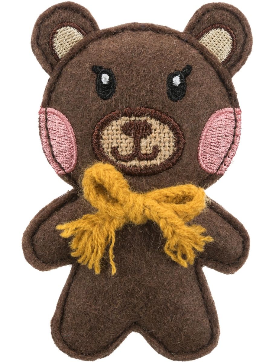 фото Мягкая игрушка для кошек trixie медведь джут, текстиль, коричневый, 10 см