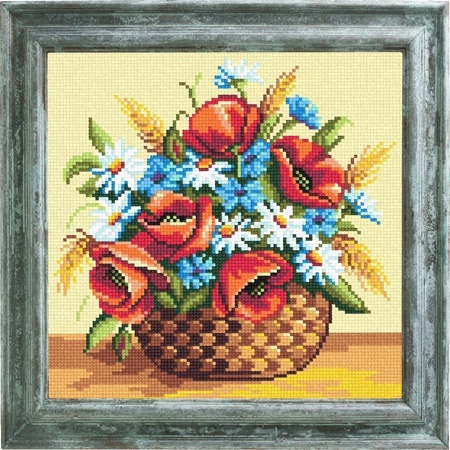 

Borovsky&Sons (страмин), Чарiвниця, Корзинка с полевыми цветами, 25*25 см