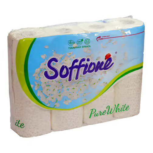 фото Туалетная бумага soffione pure white 12 шт