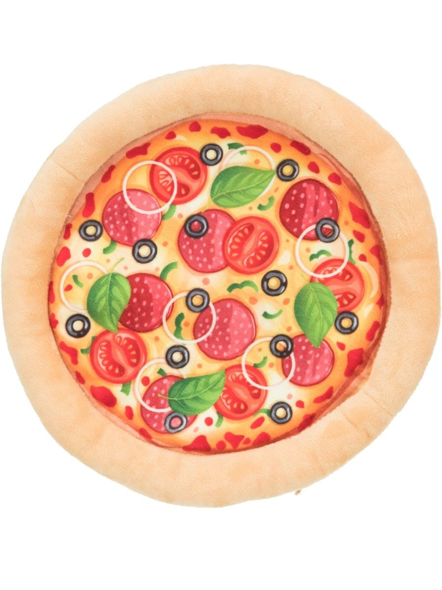 фото Игрушка-пищалка, мягкая игрушка для собак trixie пицца, бежевый, красный, 26 см