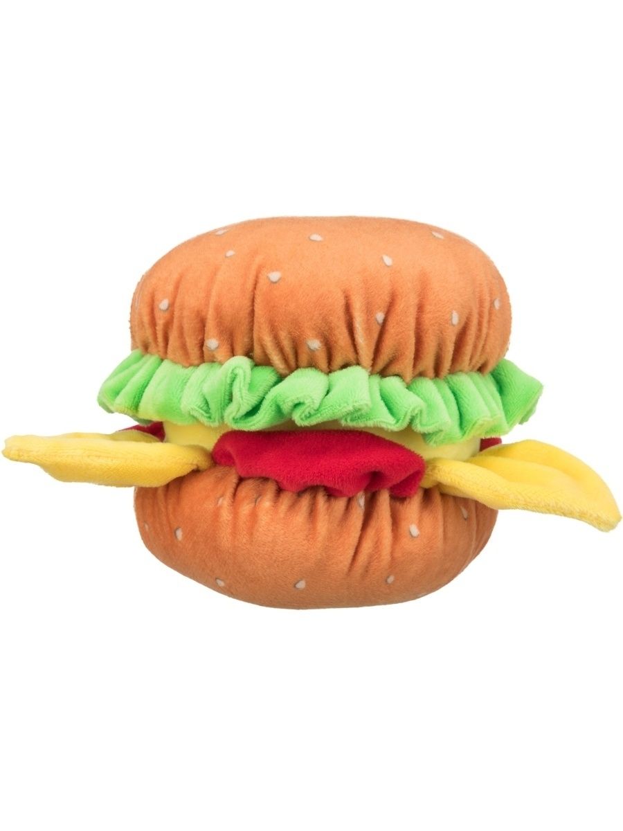 фото Игрушка-пищалка, мягкая игрушка для собак trixie бургер, бежевый, зеленый, 13 см