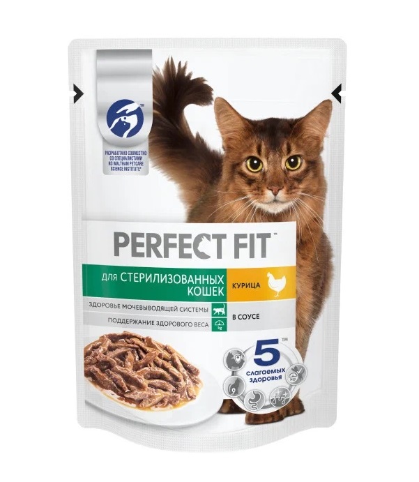 

Влажный корм для кошек Perfect Fit Sterile, три вкуса, для стерилизованных, 35шт по 75г, Sterile