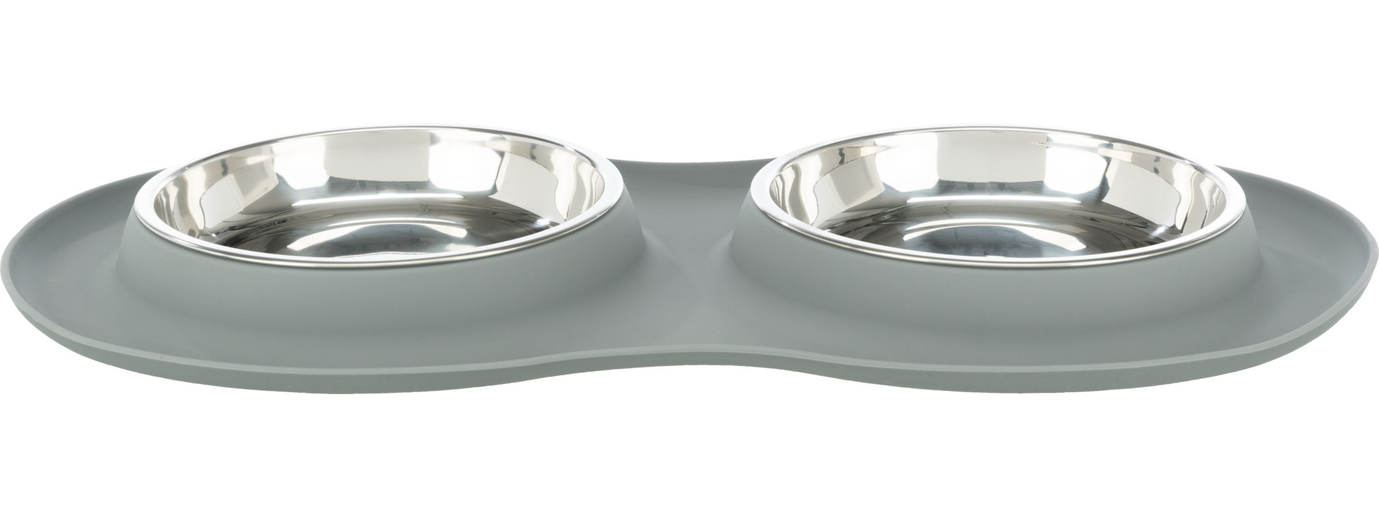 фото Двойная миска для собак trixie, сталь, силикон, серый, 0,6 л