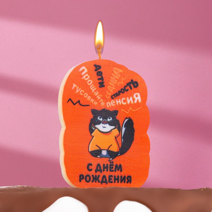 

Свеча для торта "С днем рождения", кот, 6,5 см, коричневая, Оранжевый