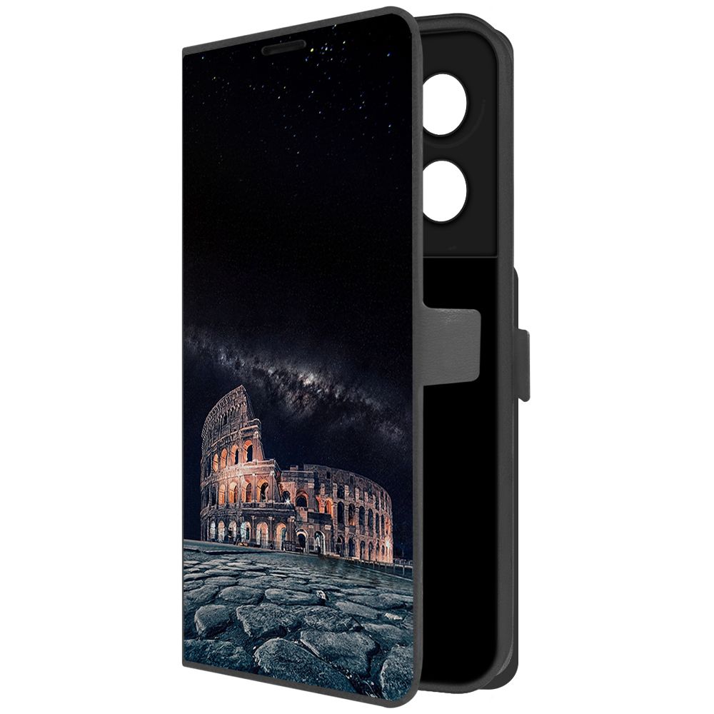 

Чехол-книжка Krutoff Eco Book для Vivo Y36 Италия, Колизей (черный)