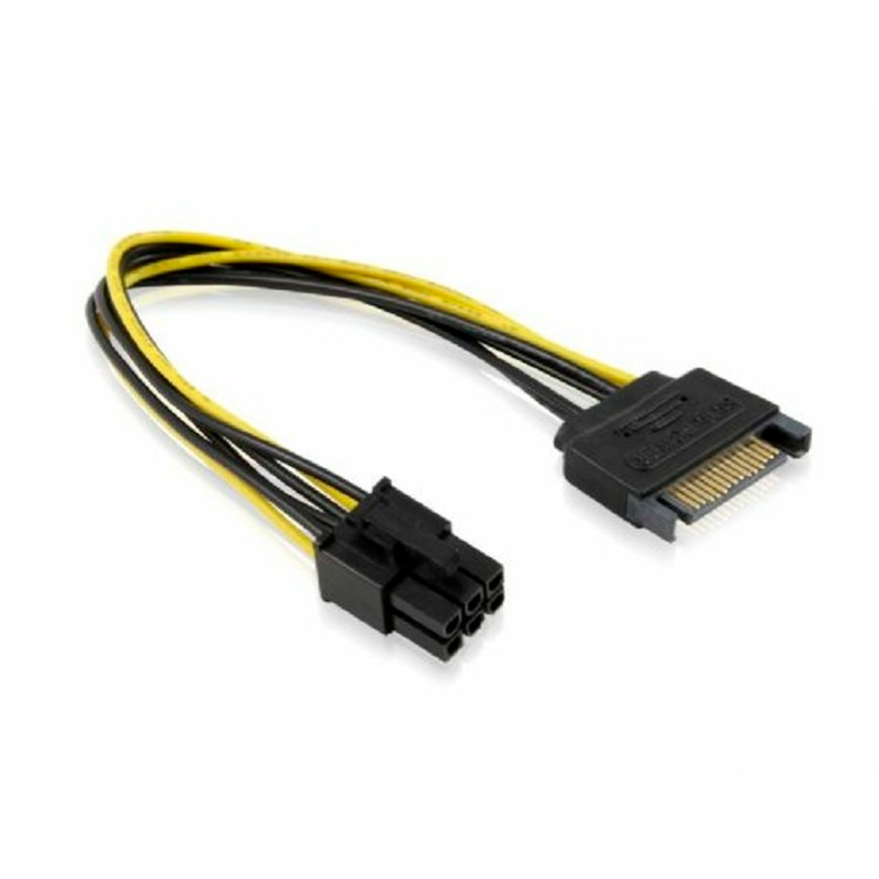 Переходник Greenconnect 6 pin - SATA вилка-розетка 0.15м (GC-ST218 0.15m) черный, желтый