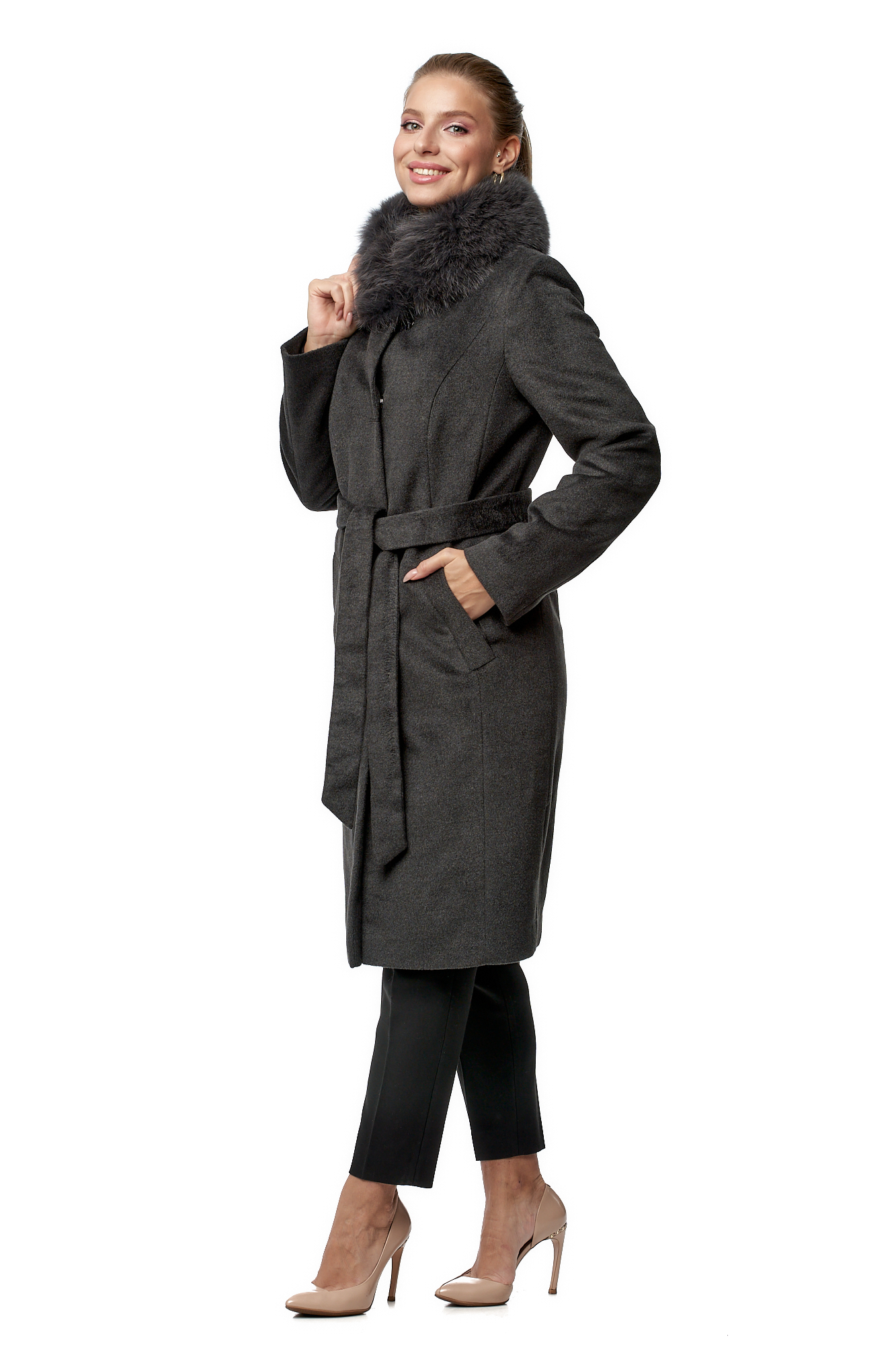 

Пальто женское МОСМЕХА 8019521 серое 48 RU, 8019521