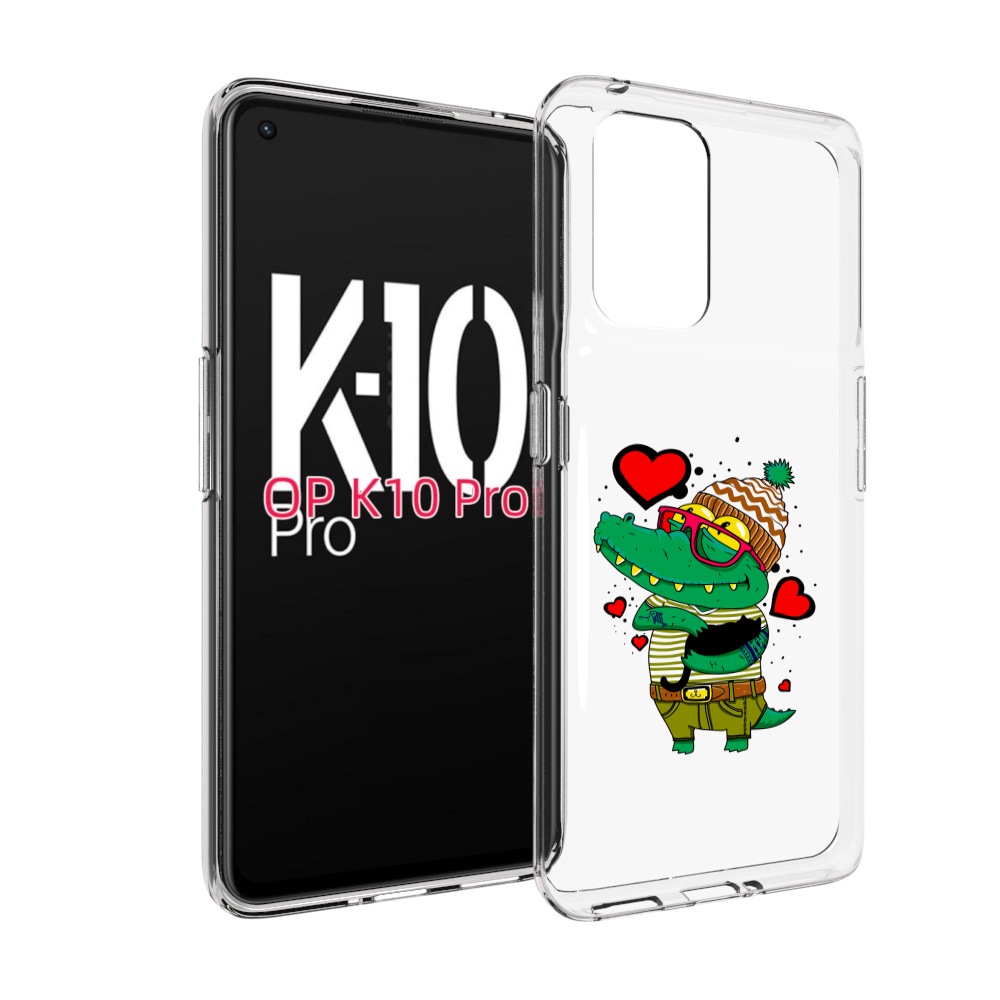 

Чехол MyPads Влюбленный крокодил для OPPO K10 Pro, Прозрачный, Tocco