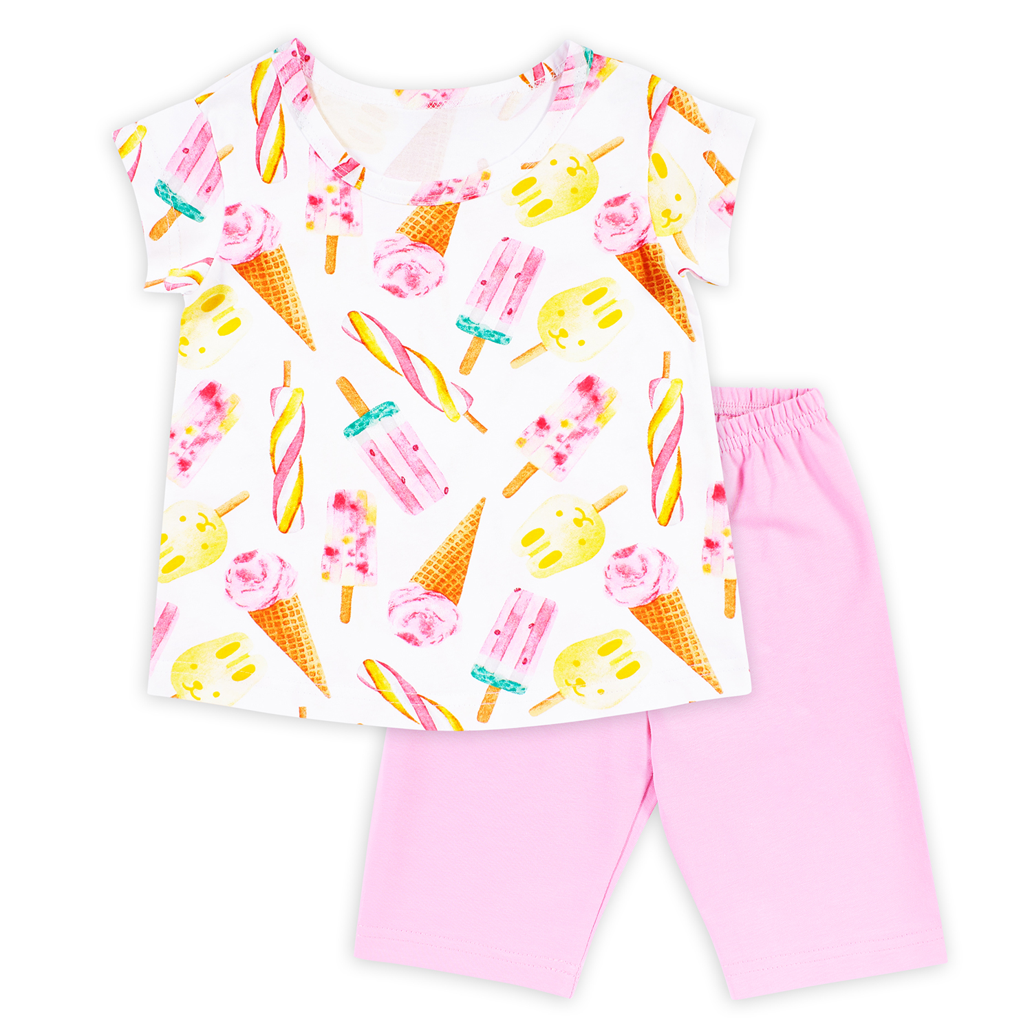 фото Пижама футболка/бриджи веселый малыш, цвет: мультиколор р.116