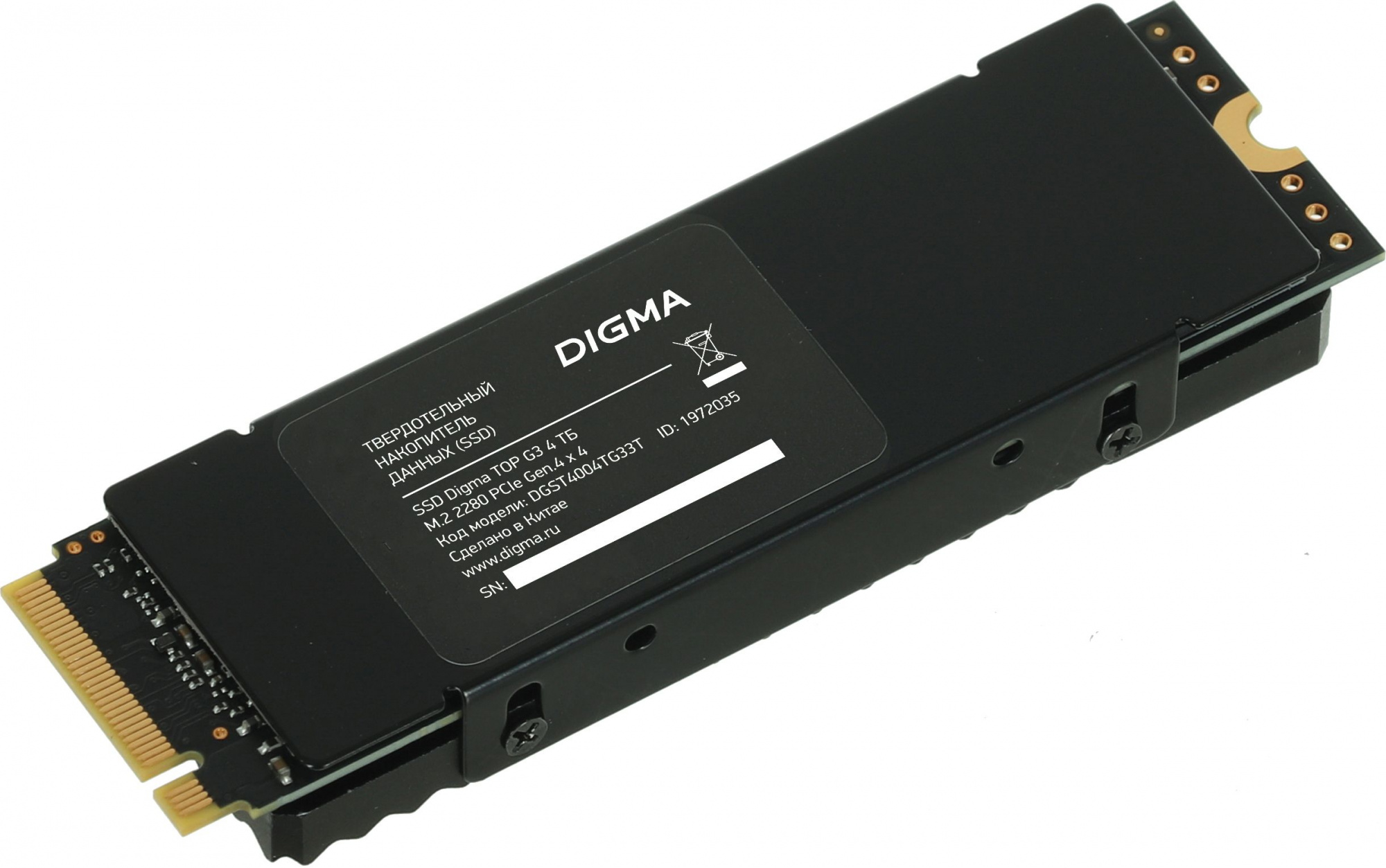 

Накопитель SSD Digma PCIe 4.0 x4 4TB DGST4004TG33T Top G3 M.2 2280, DGST4004TG33T