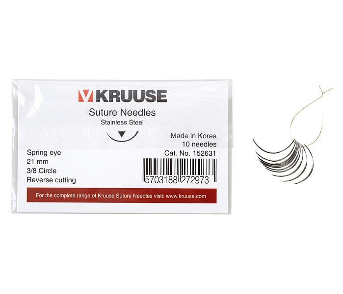 

Набор режущих хирургических игл Kruuse 3/8, 21 мм, 10 шт.