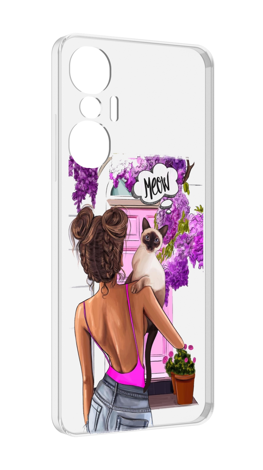 

Чехол MyPads Девушка-с-котиком женский для Infinix Hot 20S противоударный, Tocco