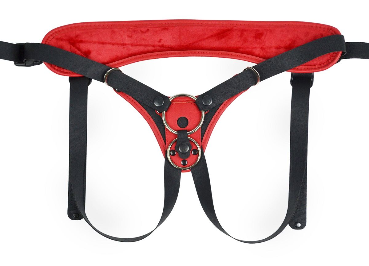 Трусики Lovetoy универсальные с 2 способами крепления насадок красно-черные