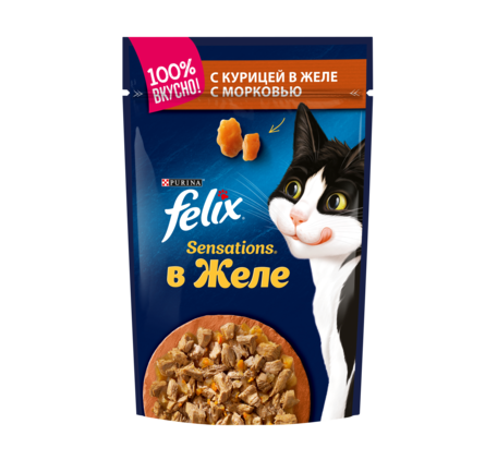

FELIX Sensations пауч желе 85 гр курица с морковью для кошек 12493528