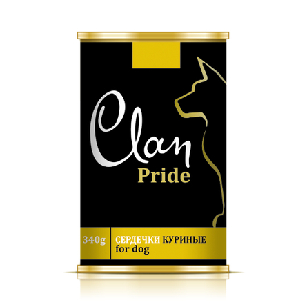 

Clan Pride Сердечки куриные в желе для взрослых собак всех пород, 340 гр