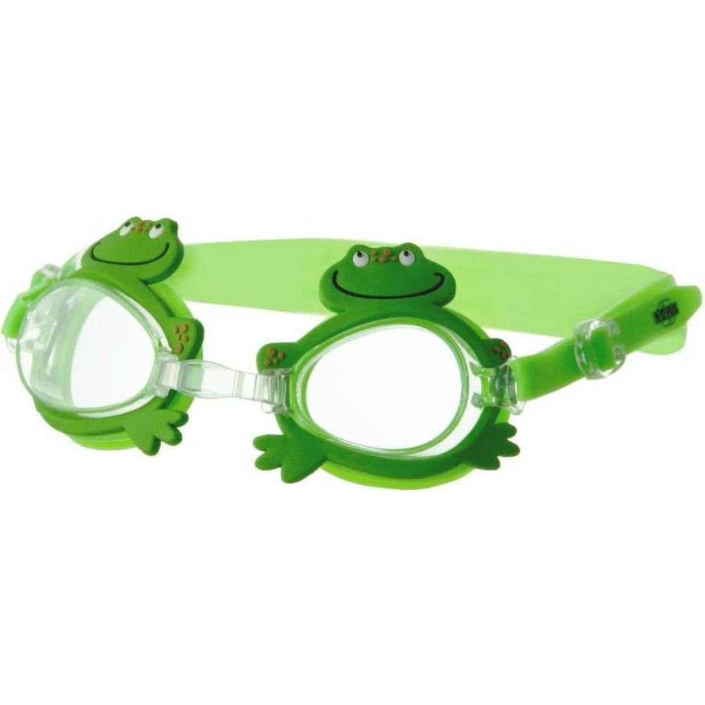 фото Очки для плавания детские (+ беруши, чехол) зеленые - лягушка rekoy