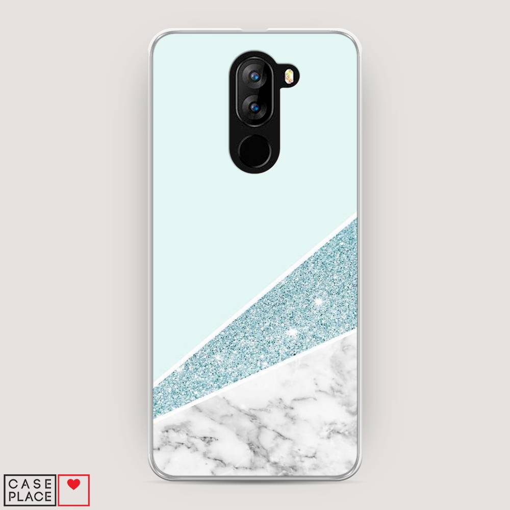 фото Чехол awog "мрамор с голубыми блестками" для doogee x60l