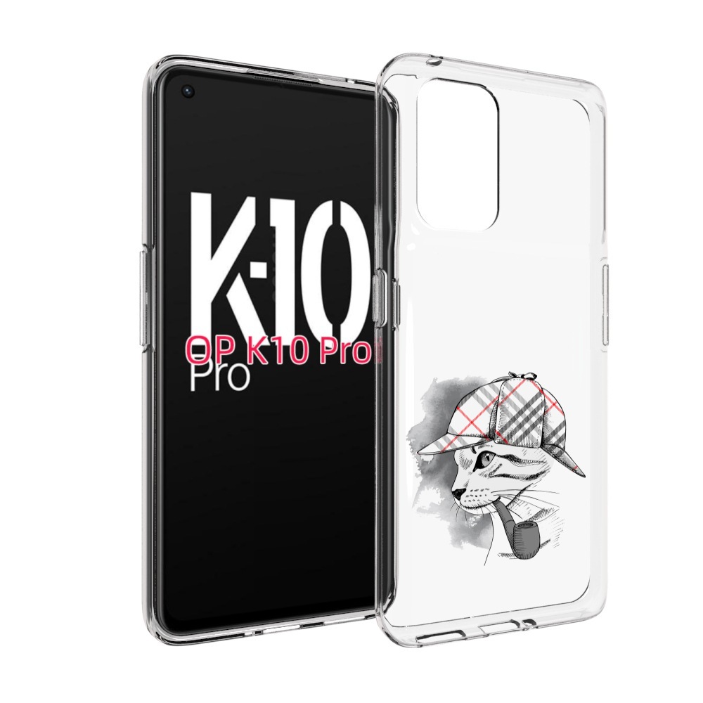 

Чехол MyPads кошка с трубкой для OPPO K10 Pro, Прозрачный, Tocco