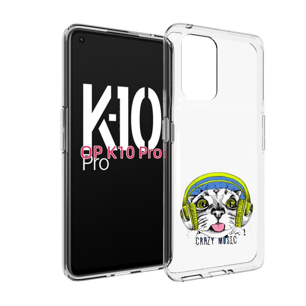 Чехол MyPads кошка в наушниках рисунок для OPPO K10 Pro