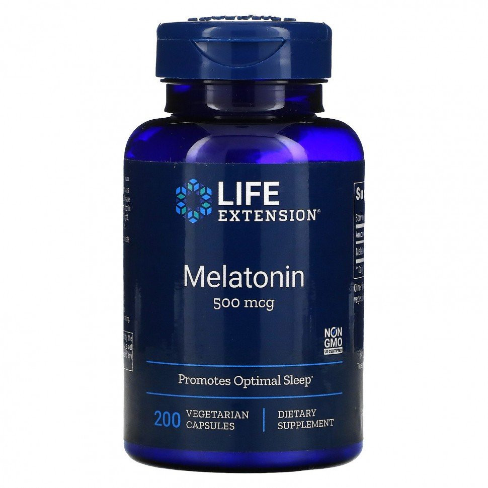 

Мелатонин Life Extension Melatonin 500 мкг, 200 капсул