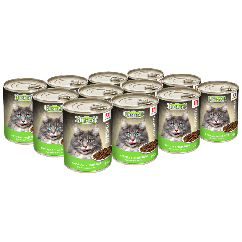 фото Влажный корм для кошек зоогурман big cat sterilized, индейка, курица, 12шт, 350г