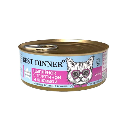 фото Влажный корм для кошек best dinner exclusive vet profi urinary цыпленок с телятиной 100 г