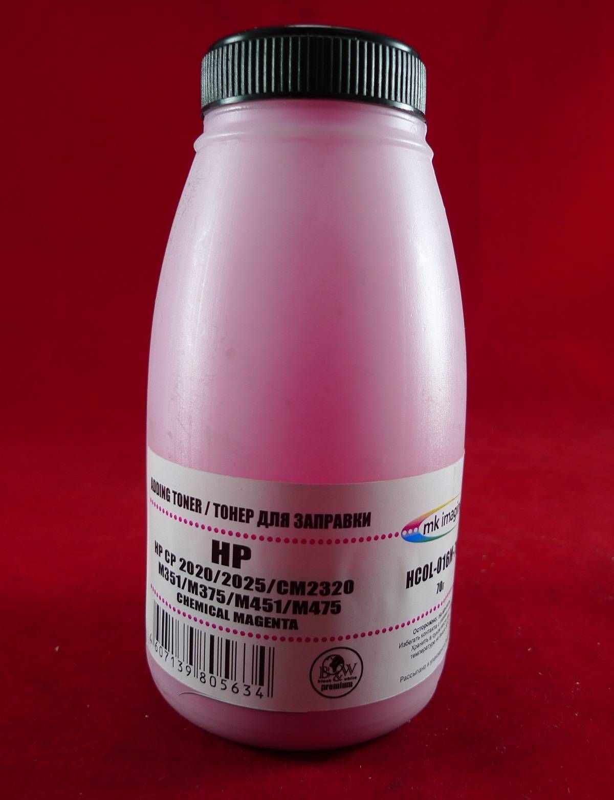 

Тонер Black&White HCOL-016M-70, для картриджей CC533A/CE413A Magenta, химический
