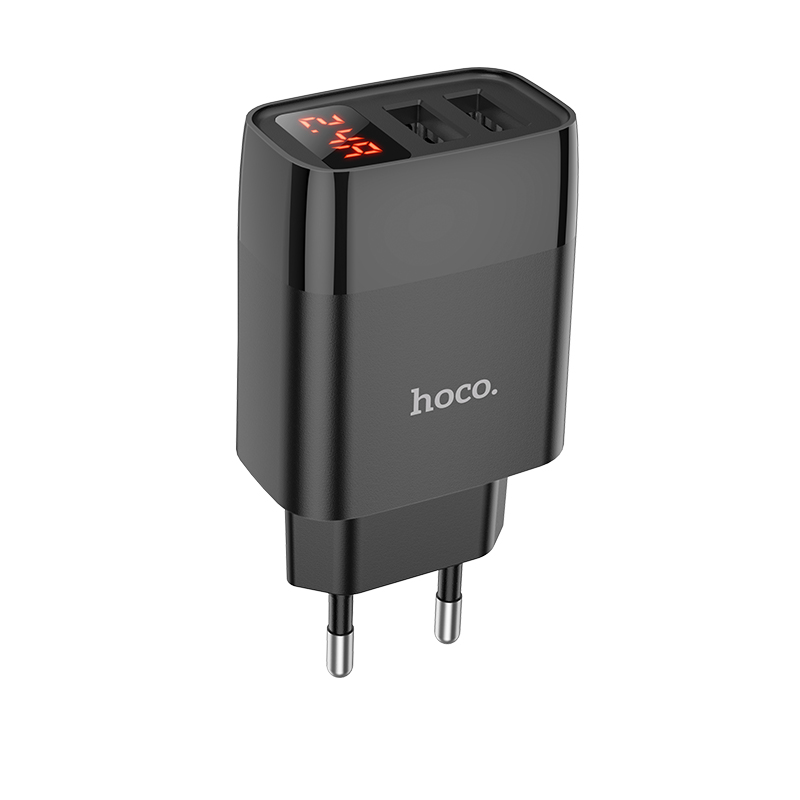 

Зарядное устройство hoco c86a illustrious 2*usb, 2.4a, черный, с дисплеем
