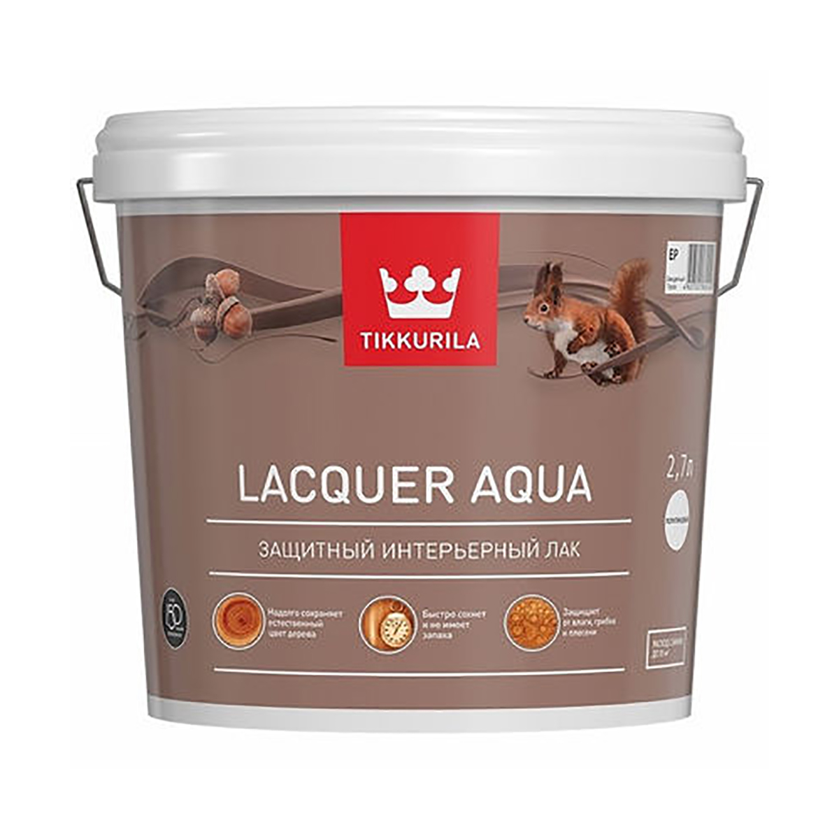 Лак Tikkurila Euro Lacquer Aqua (700001138) бесцветный 2.7л краска интерьерная euro matt 3 евро 3 tikkurila 9л бесцветный база с