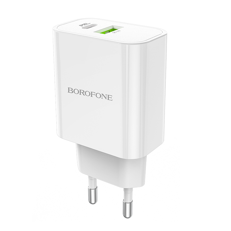 

Зарядное устройство borofone ba55a crown speed usb+type-c, белый