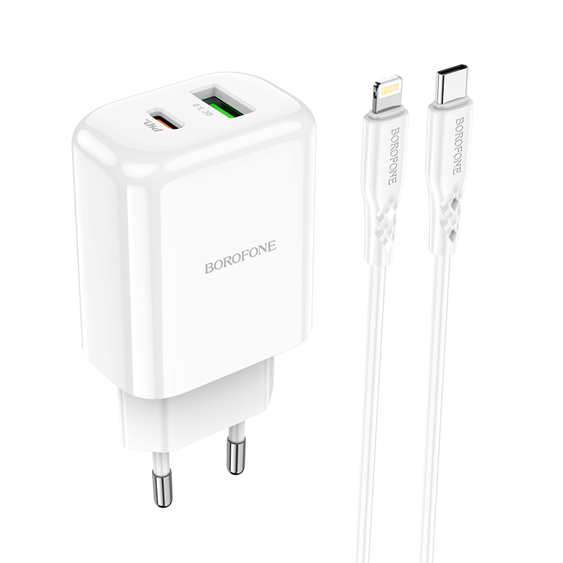 Зарядное устройство borofone bn4 potential usb-c + кабель type-c-lightning, 3a, белый 600010735707