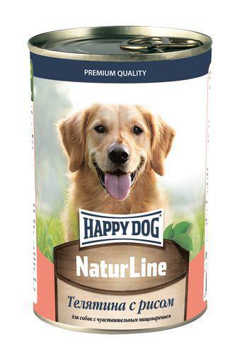 Консервы для собак Хэппи Дог, Natur Line, телятина с рисом, 410 г