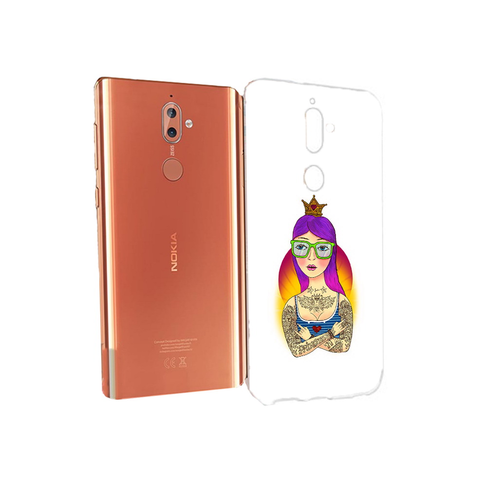 

Чехол MyPads Tocco для Nokia 9 девушка в татуировках с короной (PT126479.94.305), Прозрачный, Tocco
