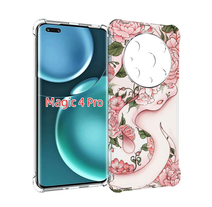 

Чехол MyPads змея-в-розовых-цветах женский для Honor Magic4 Pro, Прозрачный, Tocco