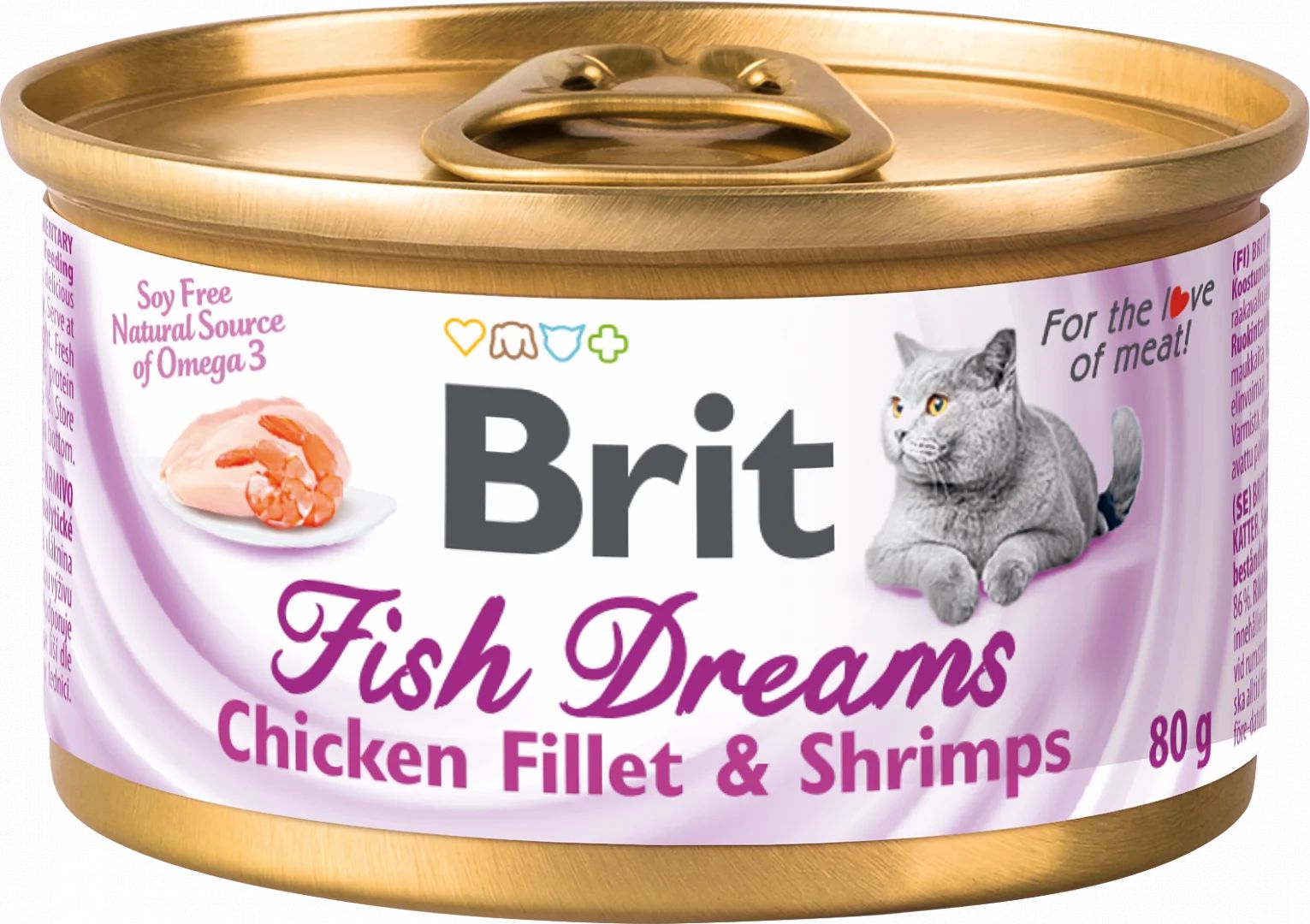 фото Влажный корм для кошек brit fish dreams, курица, креветки, 12шт, 80г