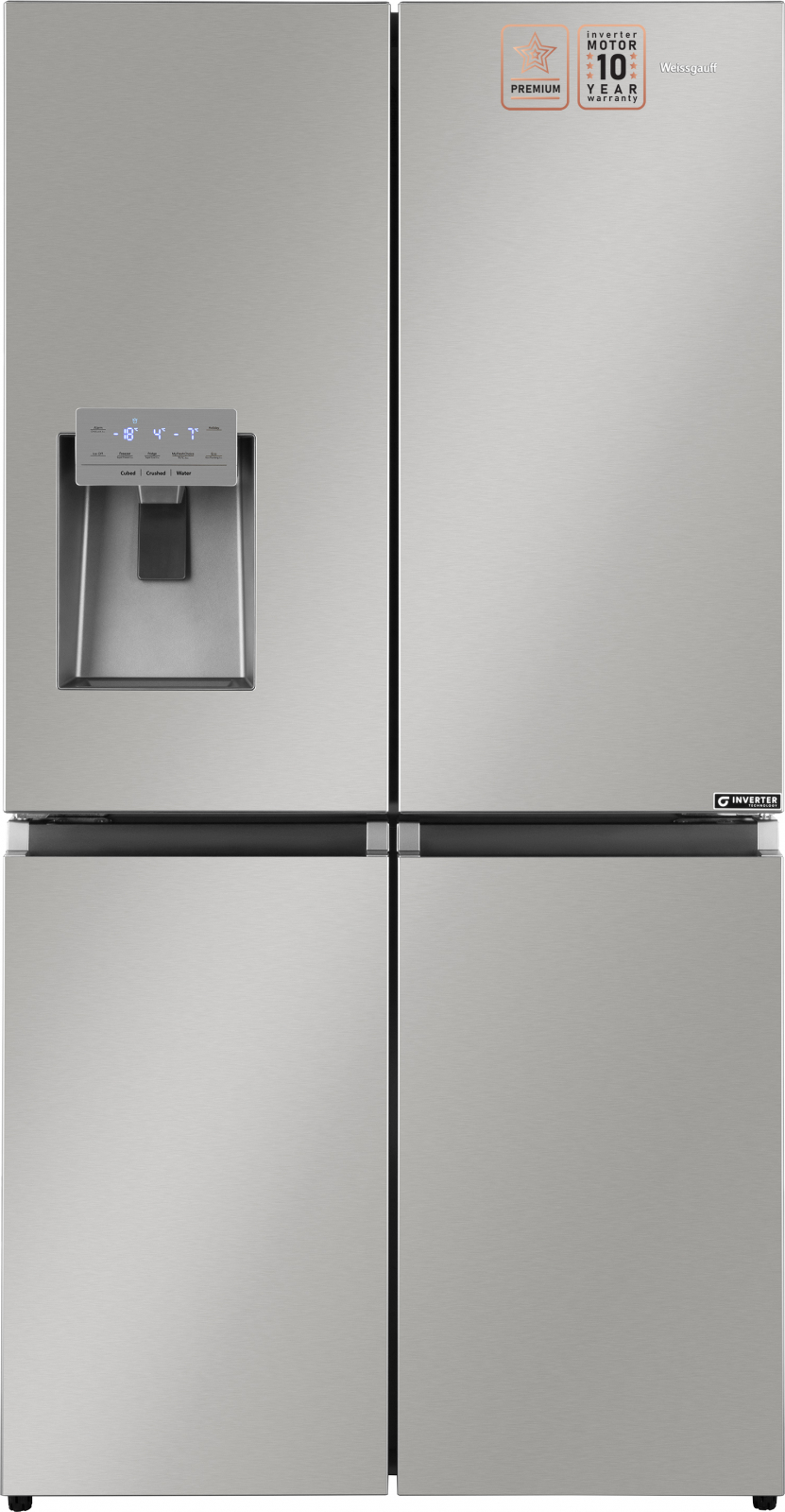 

Холодильник Weissgauff WCD 685 NFX NoFrost Inverter серебристый, WCD 685 NFX NoFrost Inverter