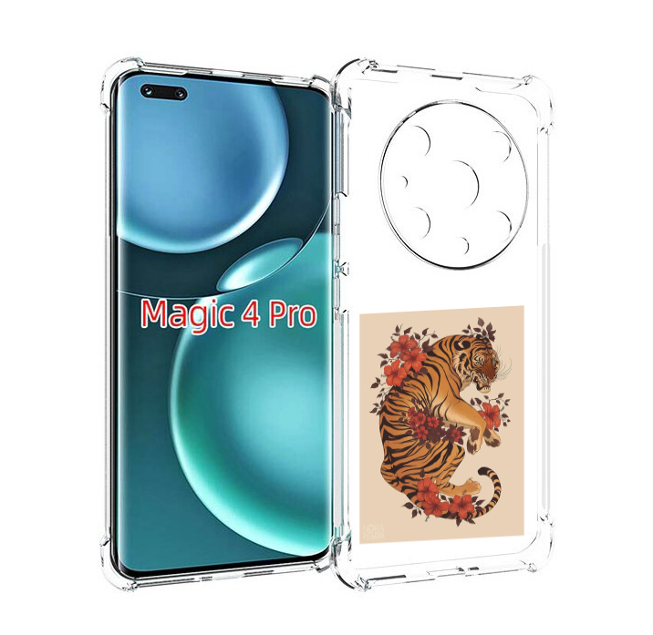 

Чехол MyPads злой-тигр-с-цветами для Honor Magic4 Pro, Прозрачный, Tocco