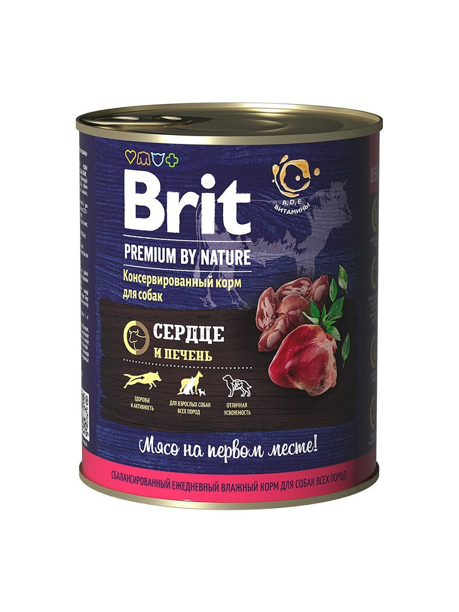 фото Влажный корм для собак brit premium by nature, сердце, печень, 6шт, 850г