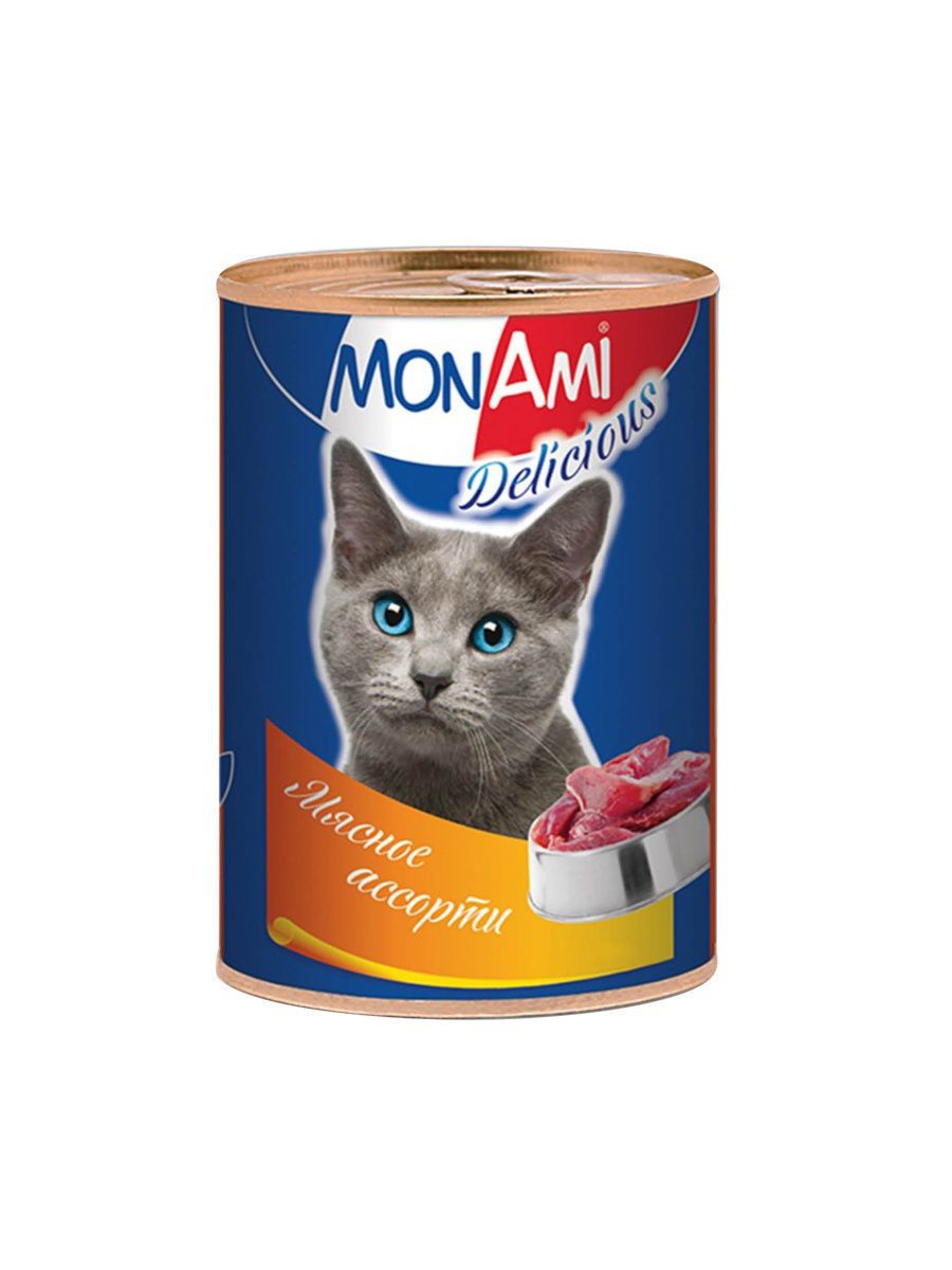 фото Влажный корм для кошек monami delicious, мясо, 20шт, 350г