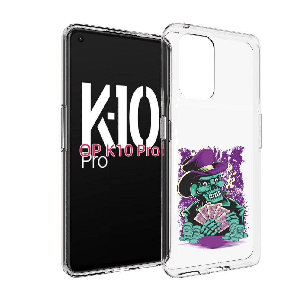 

Чехол MyPads зеленый череп с картами для OPPO K10 Pro, Прозрачный, Tocco