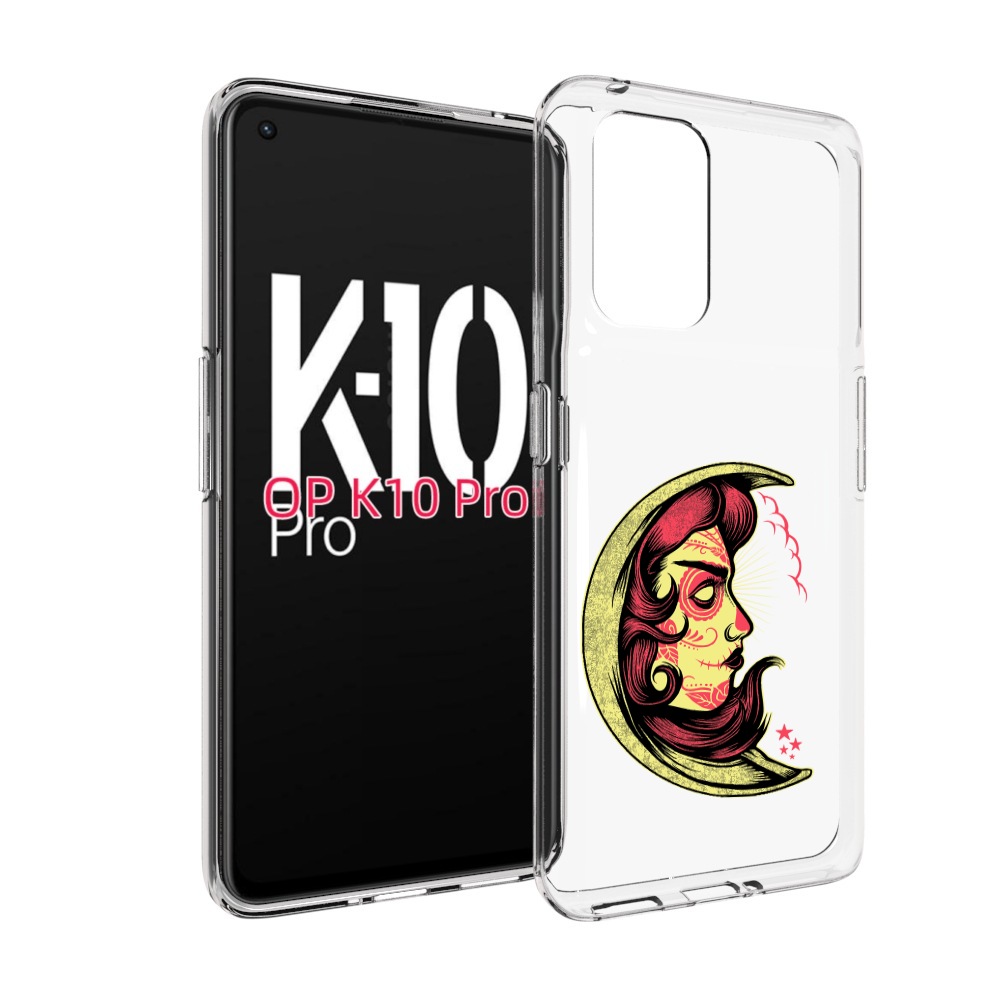 

Чехол MyPads желтый полумесяц с лицом девушки для OPPO K10 Pro, Прозрачный, Tocco