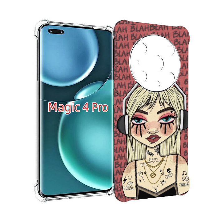 

Чехол MyPads дерзкая-девушка-в-наушниках женский для Honor Magic4 Pro, Прозрачный, Tocco